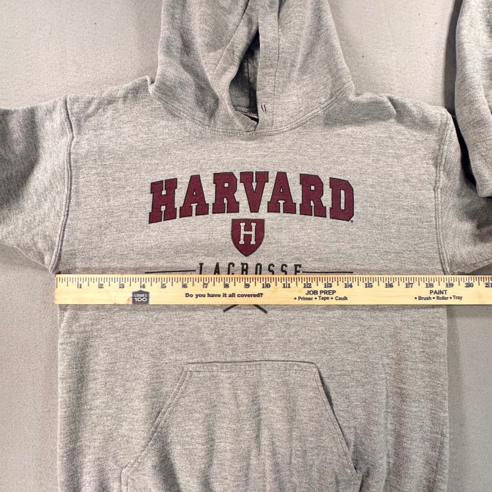 Gildan Harvard Lacrosse Hoodie Mens Small Gray Heavy Blend Pullover Sweatshirt - Picture 6 of 7